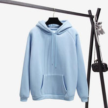 Load image into Gallery viewer, 2018 Fashion Solid Color Autumn And Winter Plus Velvet Loose Women's Sweatshirt Hooded Collar Long Sleeve Casual Sky Blue Hoodie