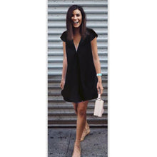 Load image into Gallery viewer, Women Casual Short Sleeve V-Neck Mini Dress 2017 Summer Lady Nigh Wear Loose Short Dresses
