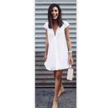 Load image into Gallery viewer, Women Casual Short Sleeve V-Neck Mini Dress 2017 Summer Lady Nigh Wear Loose Short Dresses
