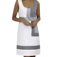 Load image into Gallery viewer, Summer Dress 2019 Fashion Slim Fit Shift Geometric Print Patchwork Color Sleeveless White Women Mini Dress
