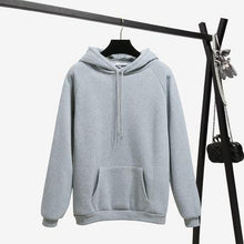 Load image into Gallery viewer, 2018 Fashion Solid Color Autumn And Winter Plus Velvet Loose Women's Sweatshirt Hooded Collar Long Sleeve Casual Sky Blue Hoodie
